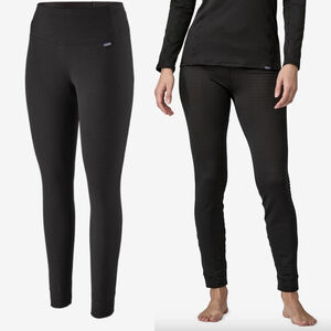 Patagonia Black Capilene Thermal Weight Baselayer Bottoms Pants Outdoor, Sz L